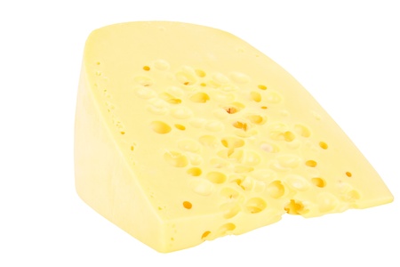 piece of cheese isolated on a white background の写真素材