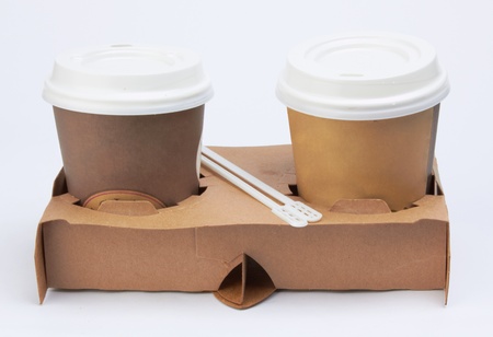 Paper Coffee Cup on a white background の写真素材
