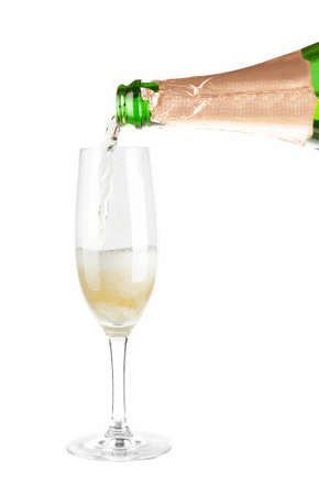 Champagne pour in a glass の写真素材