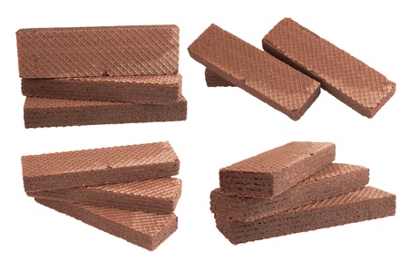 Heap chocolate wafer isolated on white background の写真素材