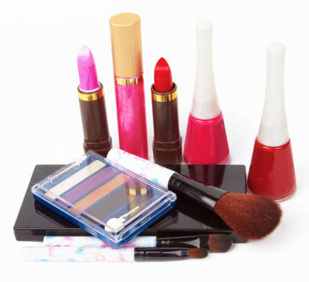 Cosmetic products on white background の写真素材
