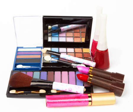 Cosmetic products on white background の写真素材