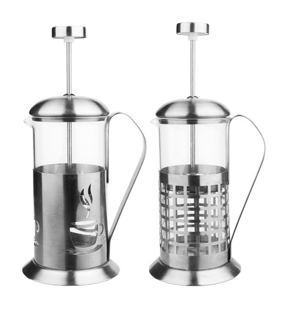 French press isolated on white background の写真素材