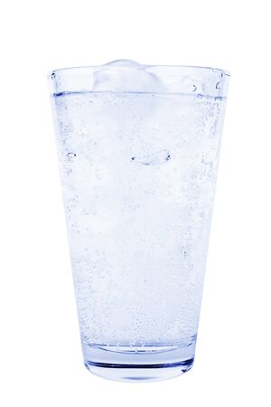 Glass of water with ice. Isolated on a white backgroundの写真素材