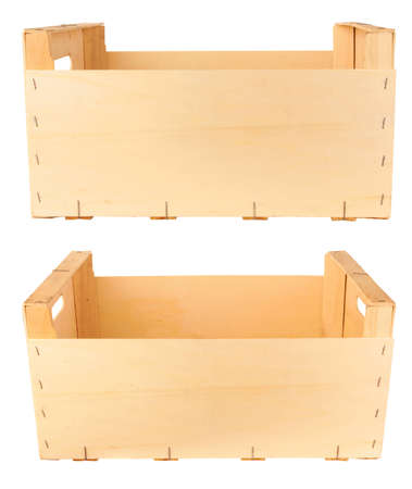 Wooden box isolated on a white background の写真素材