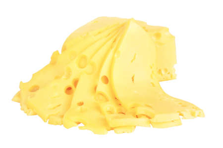 piece of cheese isolated on a white background の写真素材