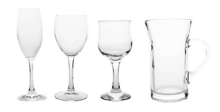 Wine glasses collection isolated on a whiteの写真素材