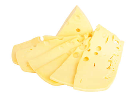 piece of cheese isolated on a white background の写真素材
