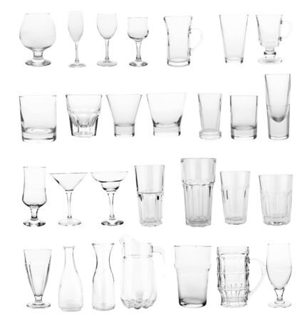 glasses collection isolated on a white の写真素材