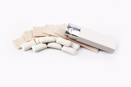 chewing gum on a white backgroundの写真素材