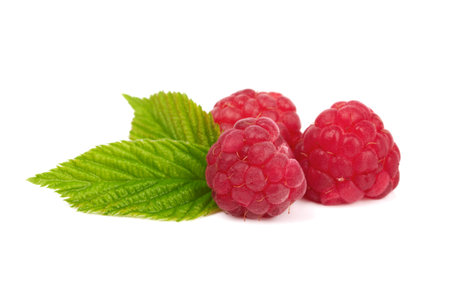 Ripe raspberries isolated on a white background 