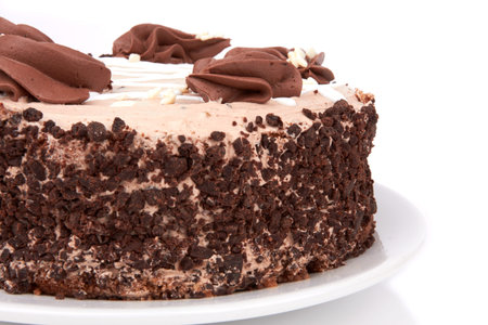Chocolate cake isolated on a white background