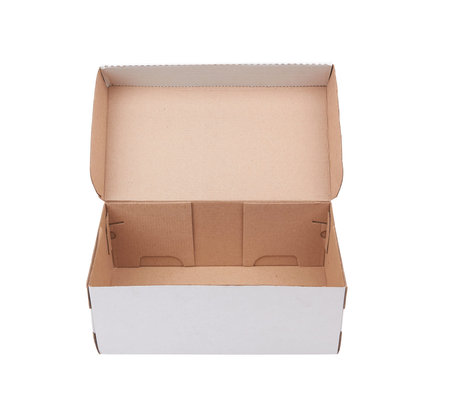 Recycle cardboard box package isolated on white background