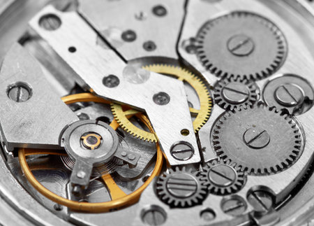 Clock mechanism with gears macro