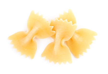 Raw pasta isolated on a white backgroundの写真素材