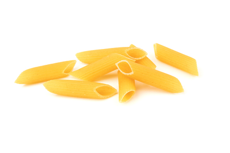 Penne pasta isolated on a white backgroundの写真素材