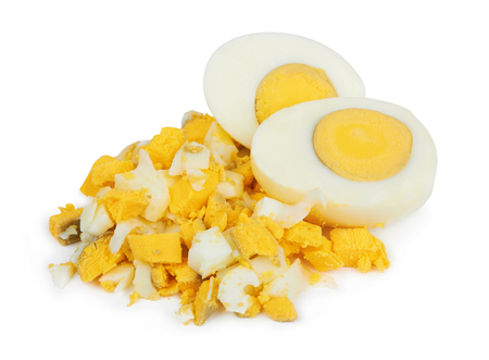 Shell boiled egg isolated on white backgroundの写真素材