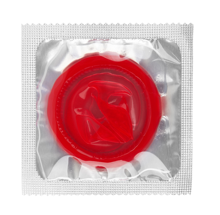 Condom isolated on a white backgroundの写真素材