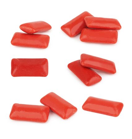 chewing or bubble gums on white with clipping pathの写真素材