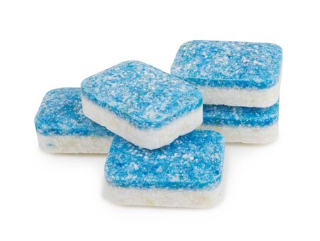 Dishwasher tablets isolated on a white backgroundの写真素材