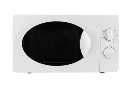 closed microwave isolated on a white backgroundの写真素材