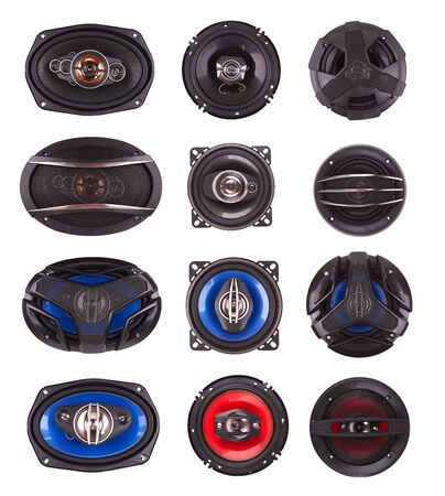 Coaxial car speakers isolated on white backgroundの写真素材