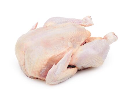 Raw fresh chicken isolated on white backgroundの写真素材