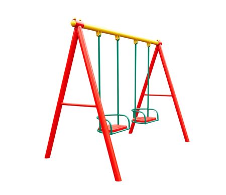 child's swing isolated on a white backgroundの写真素材