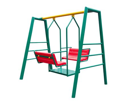 child's swing isolated on a white backgroundの写真素材