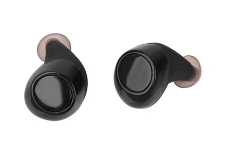 wireless headphones isolated on a white backgroundの写真素材