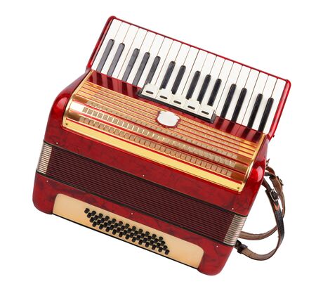 Retro accordion isolated on white backgroundの写真素材