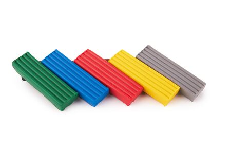 Multi-colored plasticine isolated on a white backgroundの写真素材
