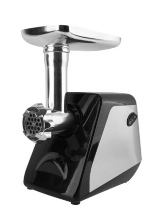Electric meat grinder isolated on white backgroundの写真素材