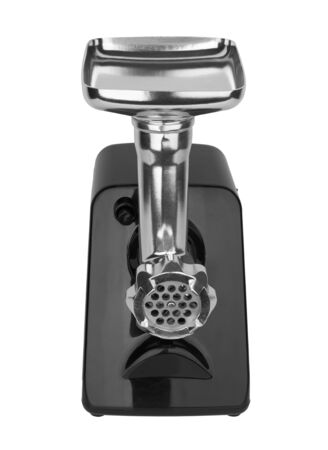 Electric meat grinder isolated on white backgroundの写真素材