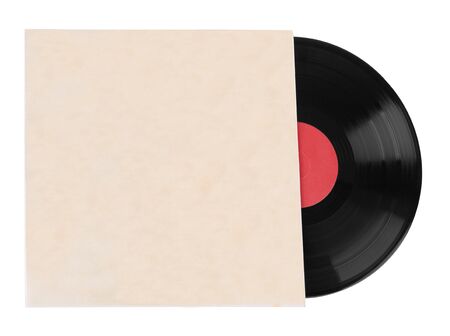 Old vinyl records isolated on white backgroundの写真素材