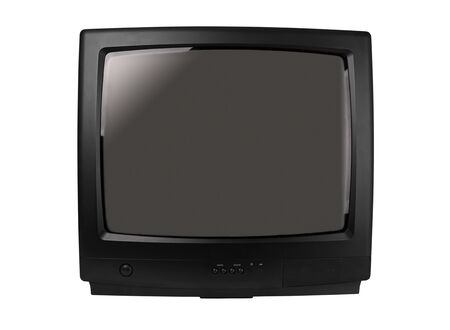 picture tube color TV monitor isolated on white backgroundの写真素材