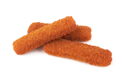 Fish fingers sticks isolated on white backgroundの写真素材