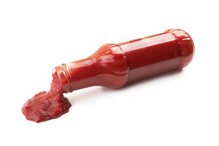 Bottle of ketchup isolated on a white backgroundの写真素材