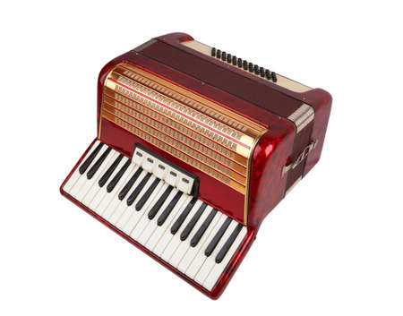 Retro accordion isolated on white backgroundの写真素材