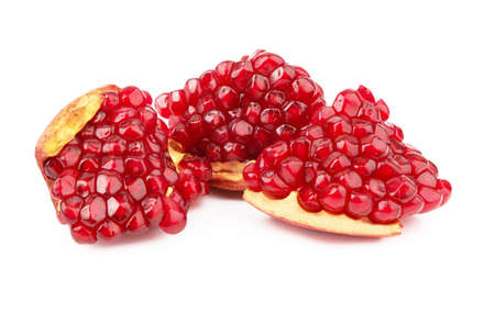 Sliced pomegranate path isolated on a white backgroundの写真素材