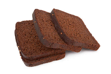 Sliced of rye bread on isolated white backgroundの写真素材