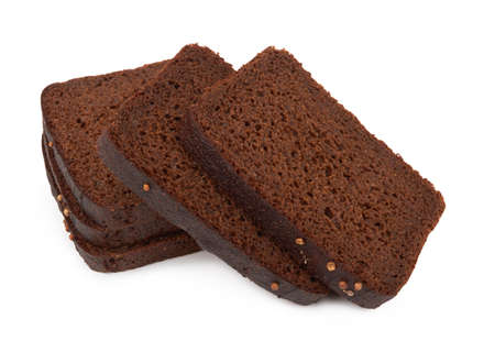 Sliced of rye bread on isolated white backgroundの写真素材