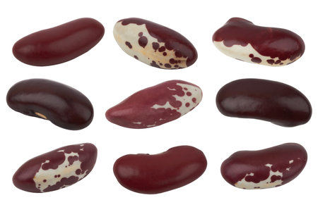 Red beans isolated on a wooden backgroundの写真素材