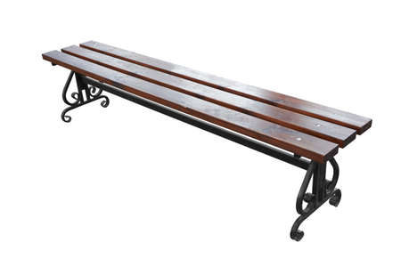 Park bench isolated over a white backgroundの写真素材