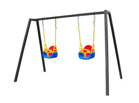 child's swing isolated on a white backgroundの写真素材