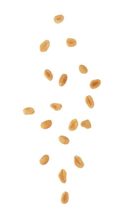 Salted peanuts isolated on a white backgroundの写真素材