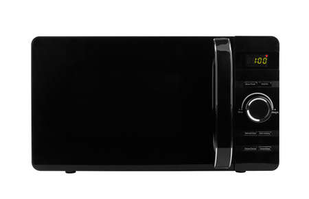 Black microwave isolated on a white backgroundの写真素材