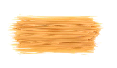 Raw spaghetti isolated on a white backgroundの写真素材