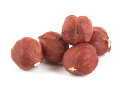 Hazelnut peeled isolated on a white backgroundの写真素材