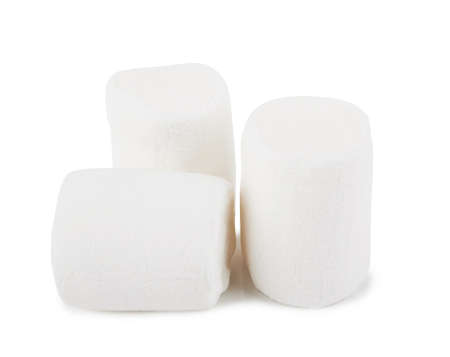 Heap of delicious marshmallows isolated on white backgroundの写真素材